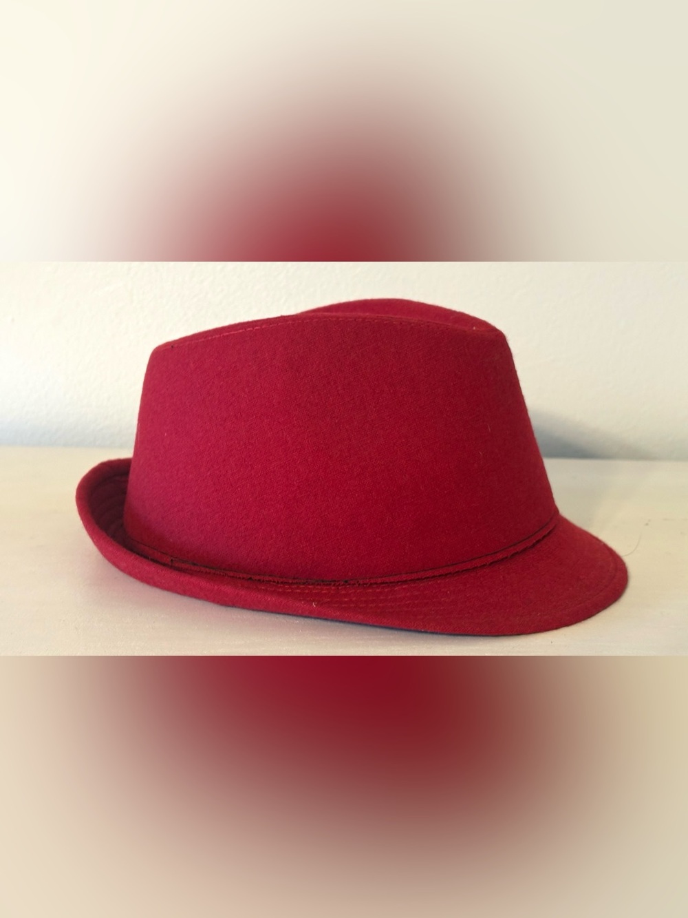 Red Felt Fedora Hat - Picture 3 of 4